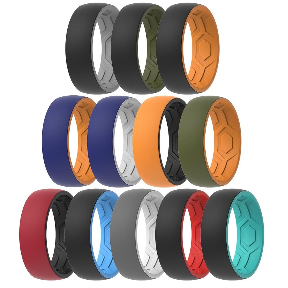 THUNDERFIT Two Layers Silicone Wedding Rings 12-Count Variety Multipack NEW!! - Picture 2 of 10